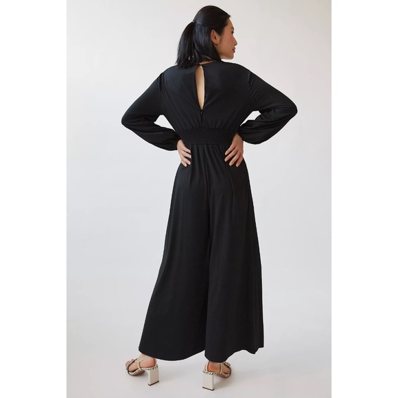 NWT Anthropologie Hutch Jersey Knit Wide-Leg V-Neck Jumpsuit Black XS - Picture 2 of 10